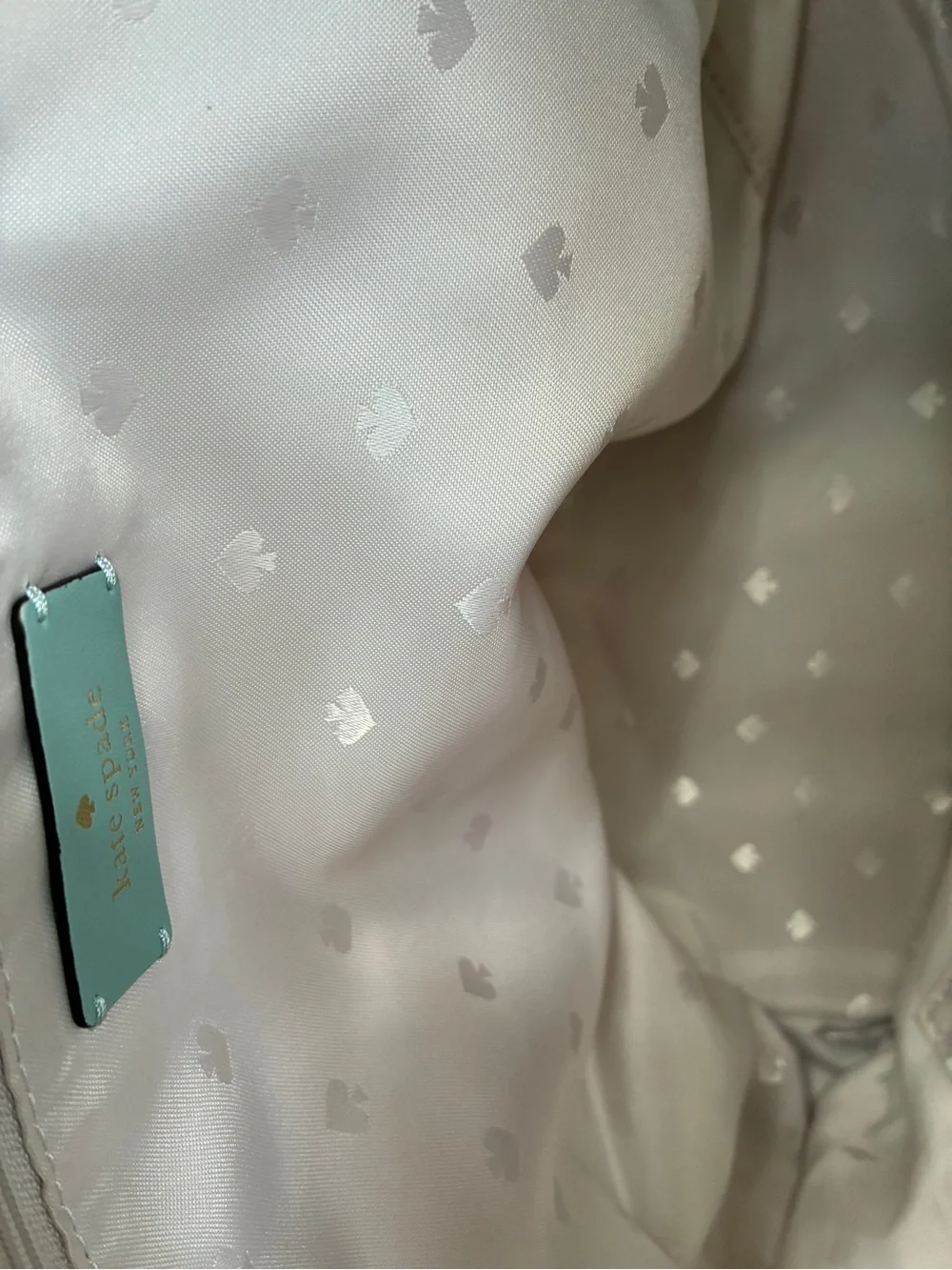 kate spade mint green tote with gold logo